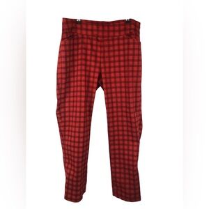 Croft & Barrow Red Plaid Pull On Pant Effortless Stretch Comfy Holiday